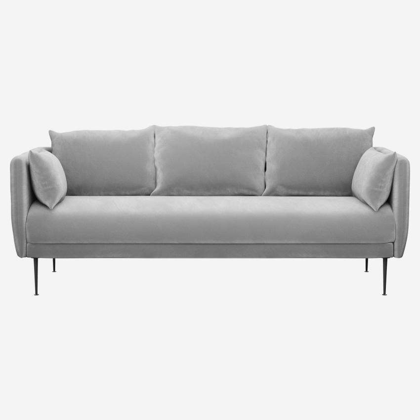 3-Sitzer-Sofa aus Samt - Grau