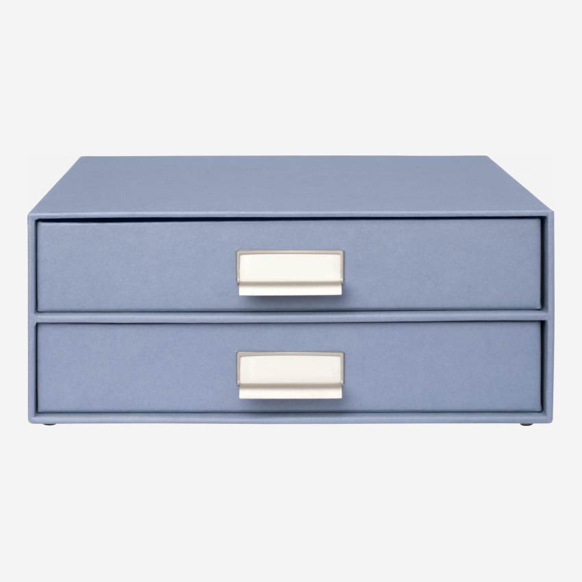 Schreibtisch-Organizer mit 2 Schubladen aus Pappkarton – Blau