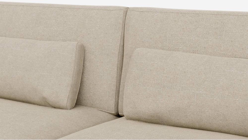 3-Sitzer-Sofa aus Lucca-Stoff - Acrylweiß - Basis aus schwarzem Leder