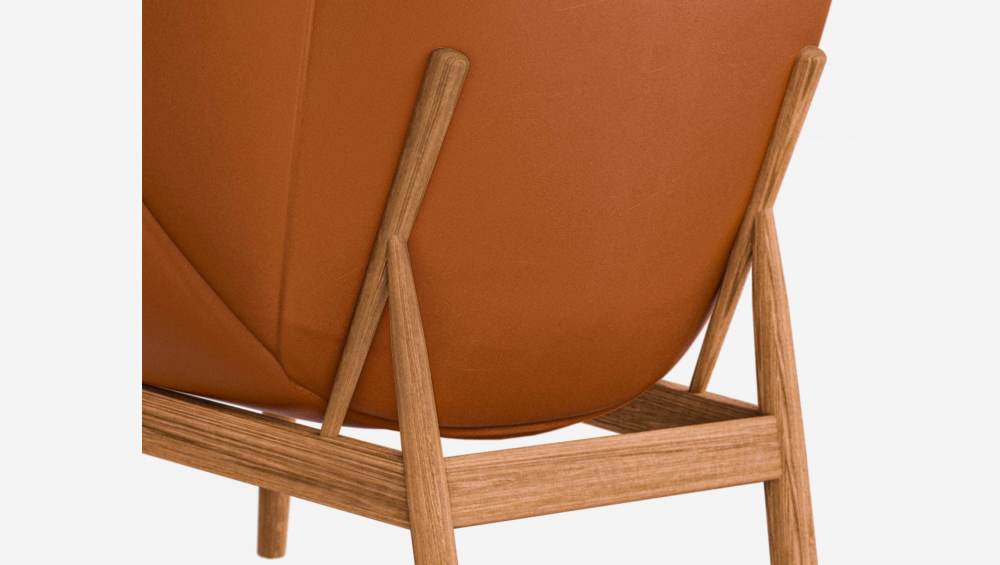 Sessel aus cognacfarbenem Savoy-Leder und Bellagio-Stoff - Lagunengrün
