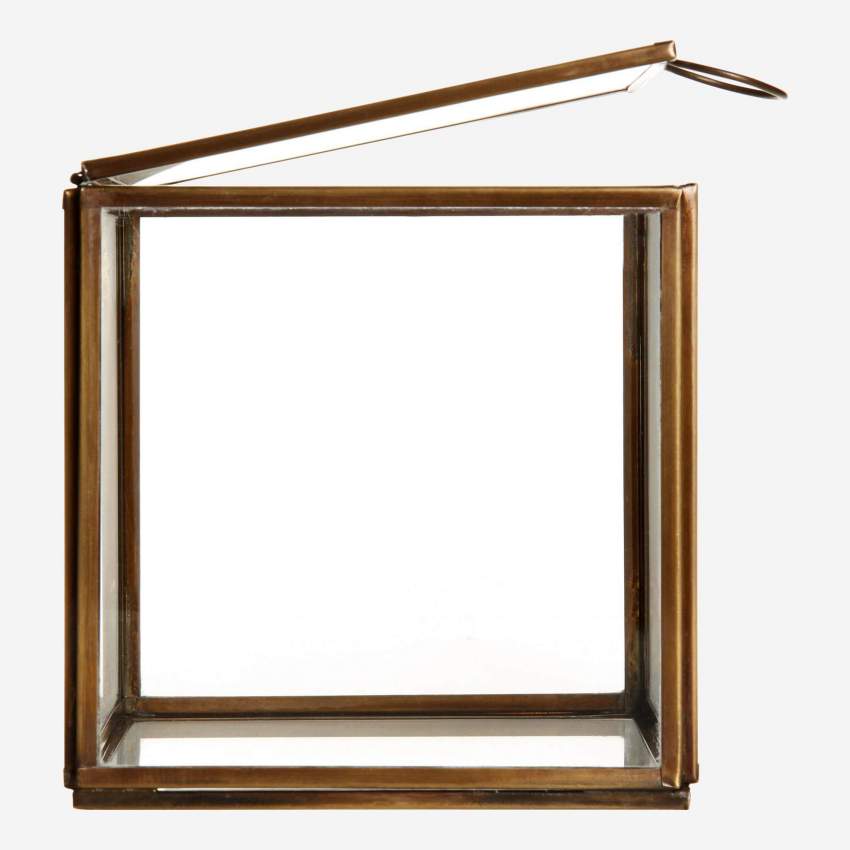 Boîte carré en verre - 13 x 13 x 13 cm – Transparent et doré