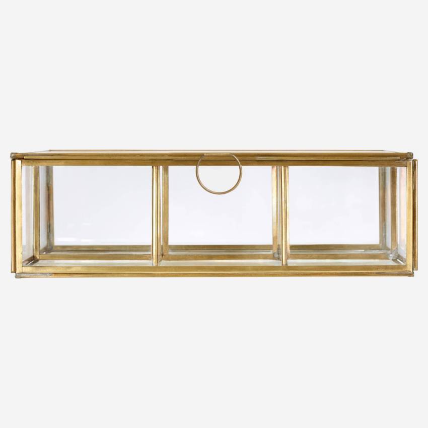 Boîte rectangulaire en verre avec 6 compartiments - 20 x 30 cm – Transparent et doré