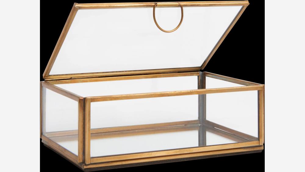 Boîte rectangulaire en verre - 10 x 15 x 5  cm – Transparent et doré