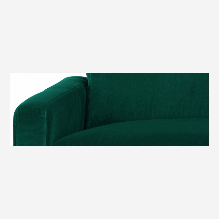 Sofá compacto em veludo - verde - Pés madeira