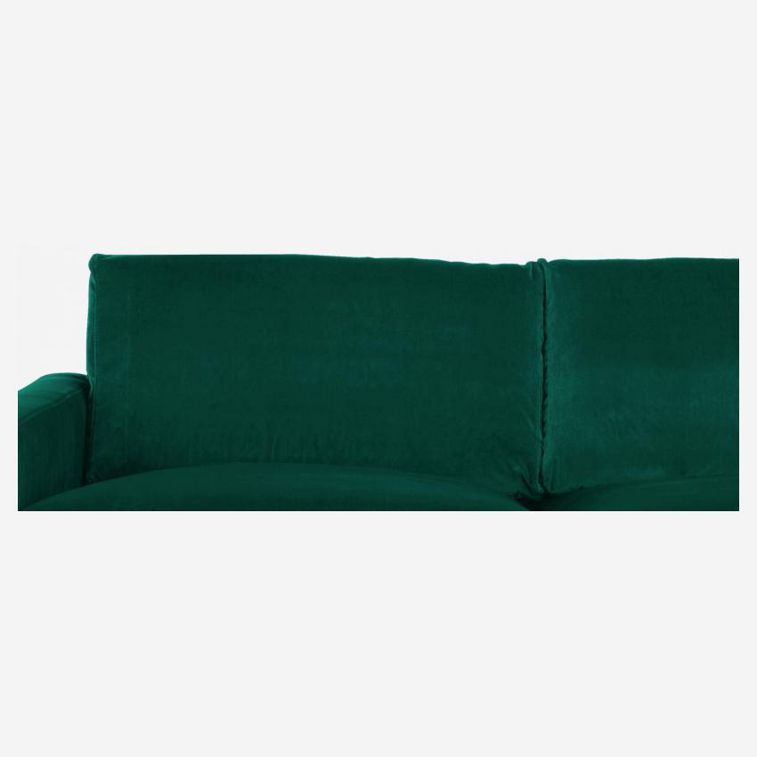 Canapé 2 places en velours - Vert - Pieds chêne