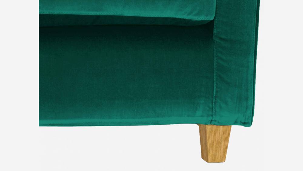 Canapé 2 places en velours - Vert - Pieds chêne