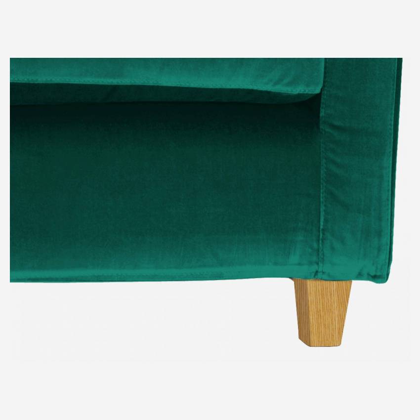 Sofá de 2 lugares em veludo - verde - Pés madeira