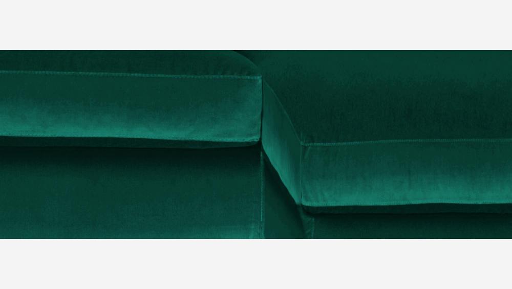 Canapé d'angle 3 places en velours - Vert - Pieds noirs