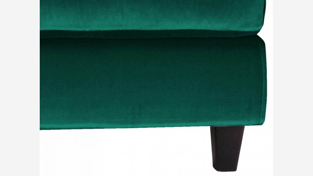 Canapé d'angle 3 places en velours - Vert - Pieds noirs
