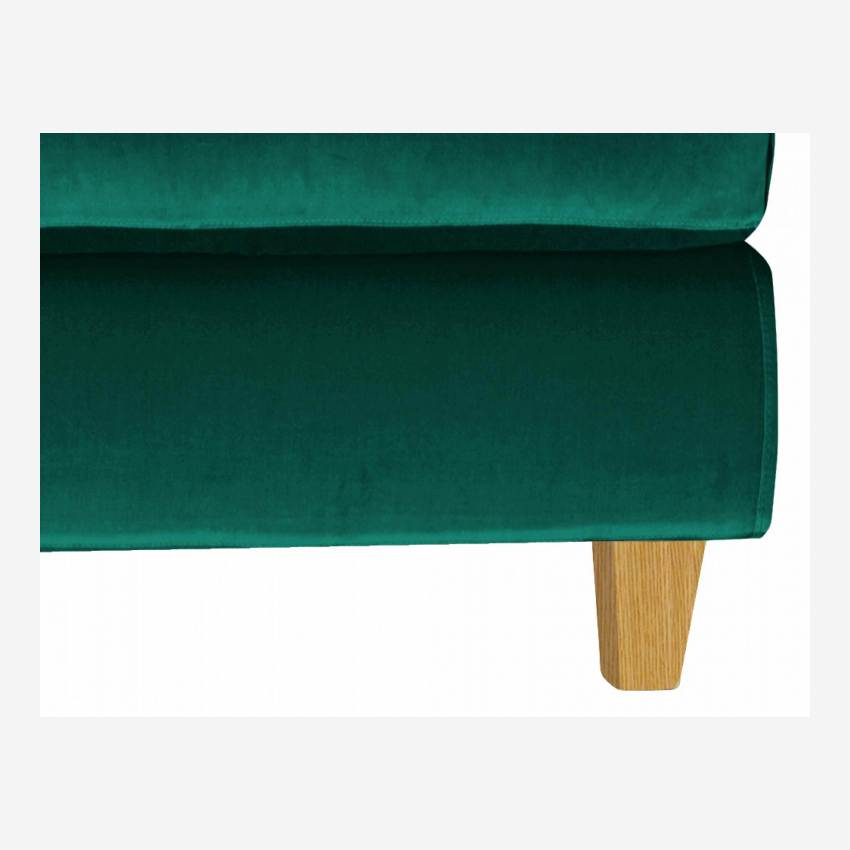 Sofá de canto de 2 lugares em veludo - verde - Pés madeira