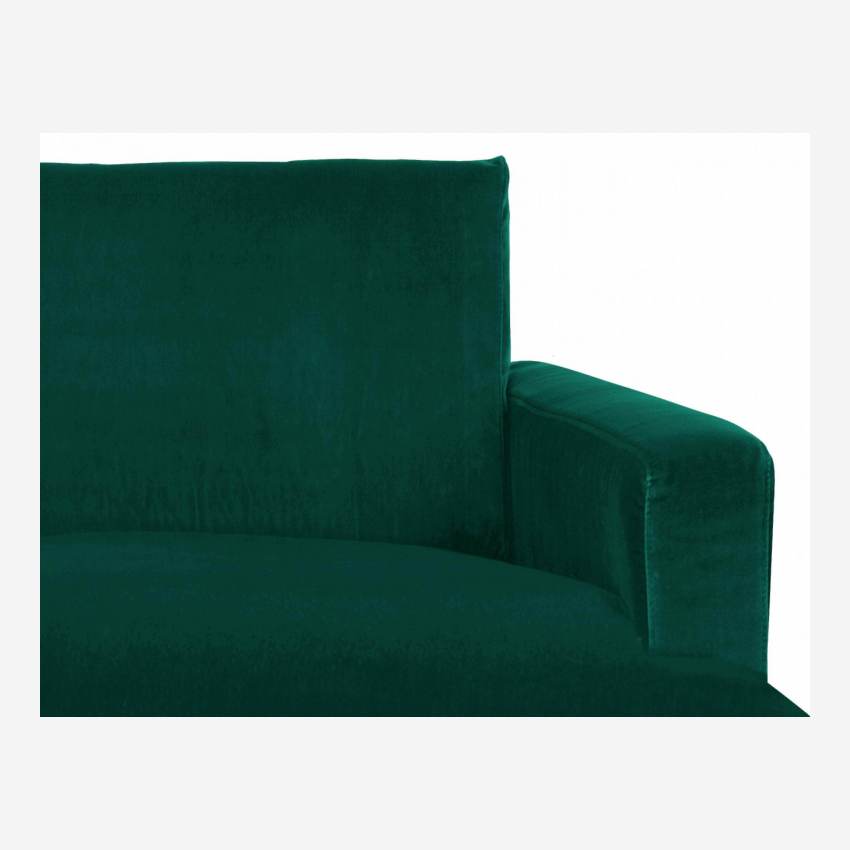 Canapé d'angle 2 places en velours - Vert - Pieds chêne