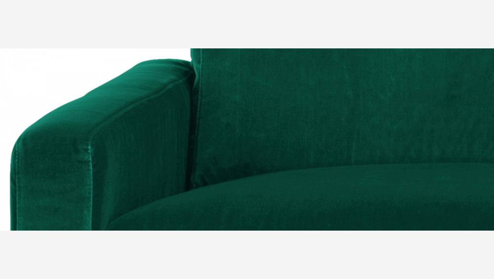 Canapé 3 places en velours - Vert - Pieds clairs