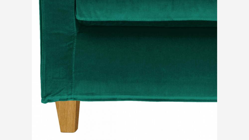 Sofá de 3 lugares em veludo - verde - Pés madeira