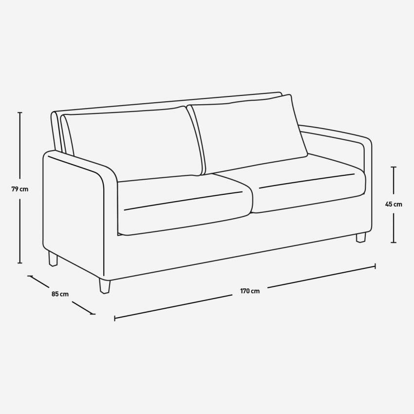 2-Sitzer-Sofa aus italienischem Stoff - Grau - Schwarze Füße