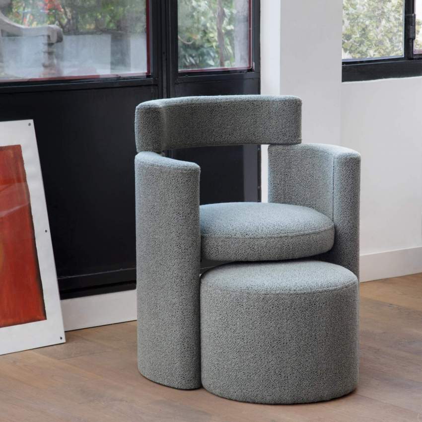Stoffen fauteuil en voetenbank - Jadegroen - Design by Anthony Guerrée