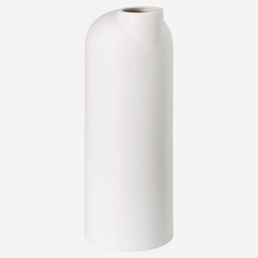Vase aus Fayence - 13 x 36 cm - Weiß