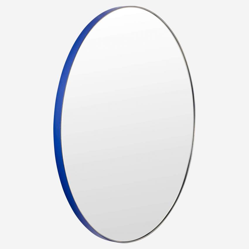 Espejo redondo de vidrio - 60 cm - Azul