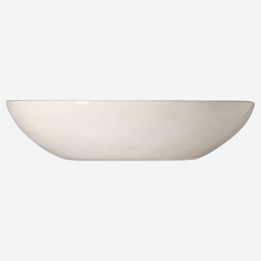 Tiefer Teller aus Sandstein - 20 cm - Weiß getupft