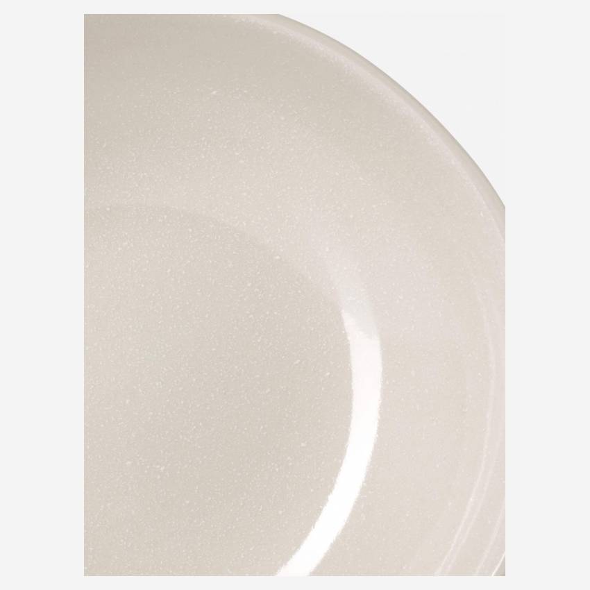 Tiefer Teller aus Sandstein - 20 cm - Weiß getupft