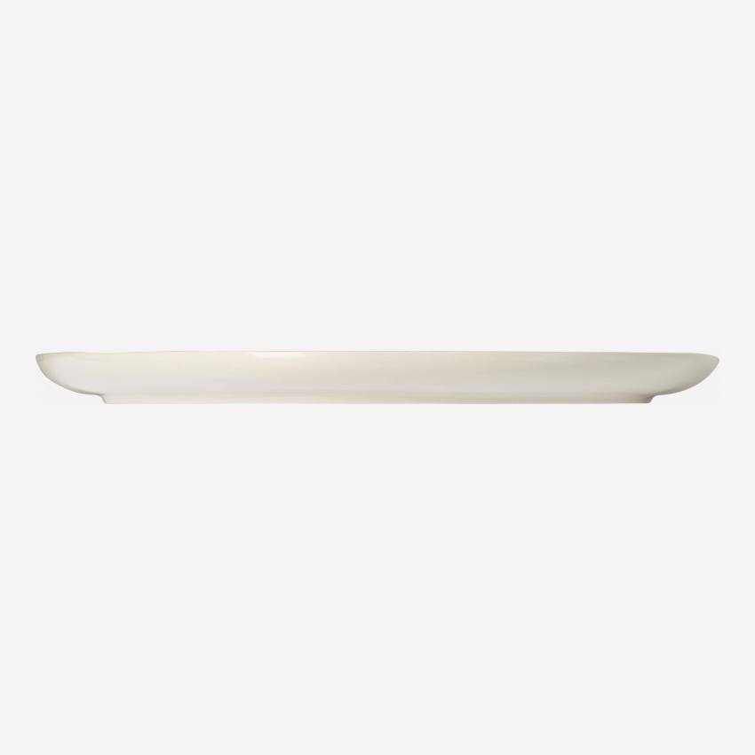 Plato llano de gres - 26,5 cm - Blanco moteado