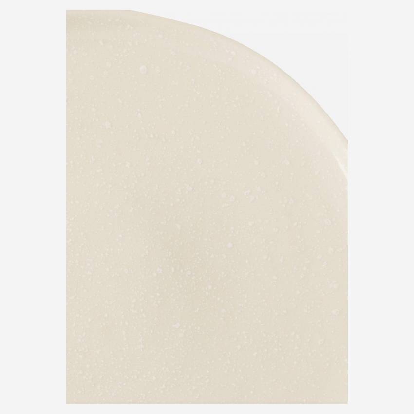 Flacher Teller aus Sandstein - 26,5 cm - Weiß getupft