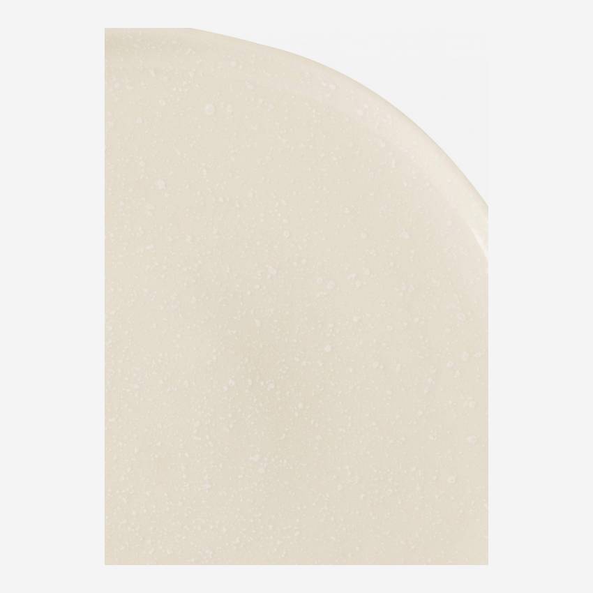 Flacher Teller aus Sandstein - 26,5 cm - Weiß getupft