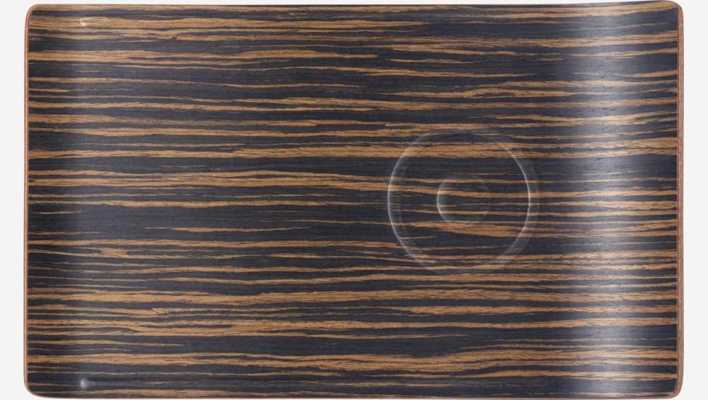 Rechthoekig dienblad van melamine 30 x 18 cm - Donker hout
