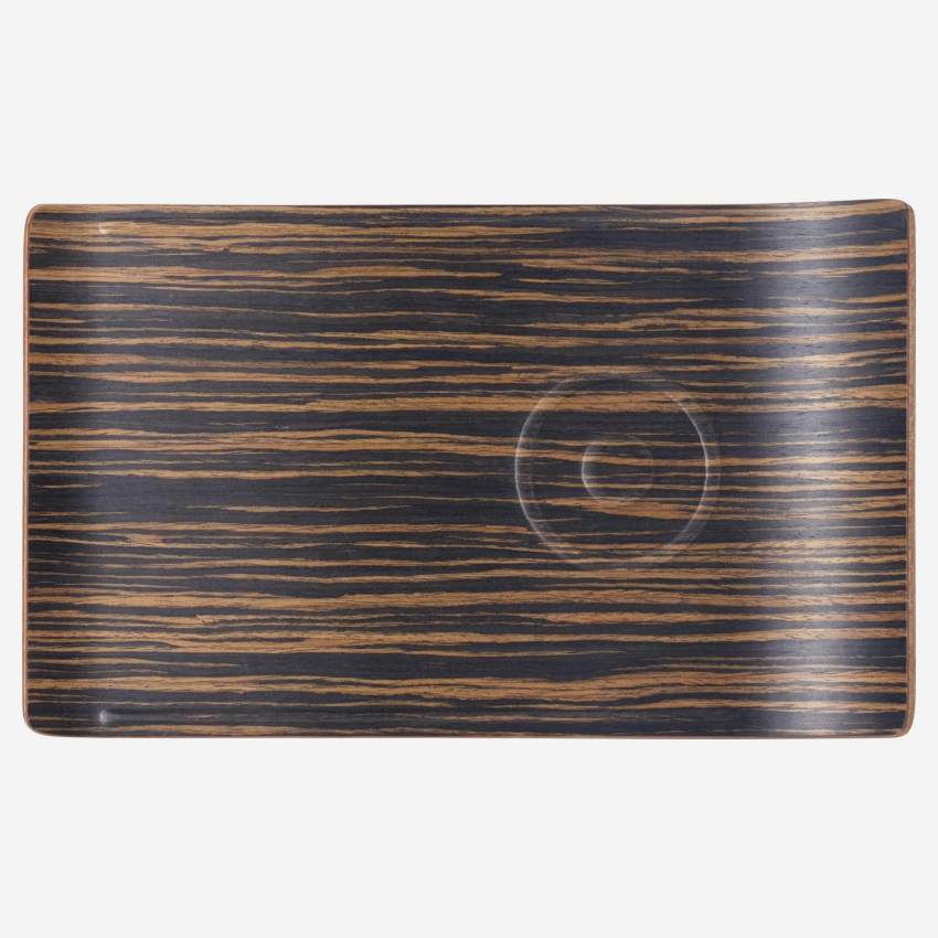 Rechthoekig dienblad van melamine 30 x 18 cm - Donker hout