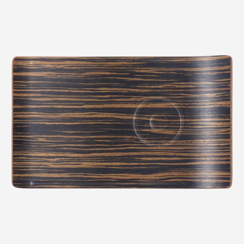 Bandeja rectangular de madera - 30 x 18 cm - Madera oscura