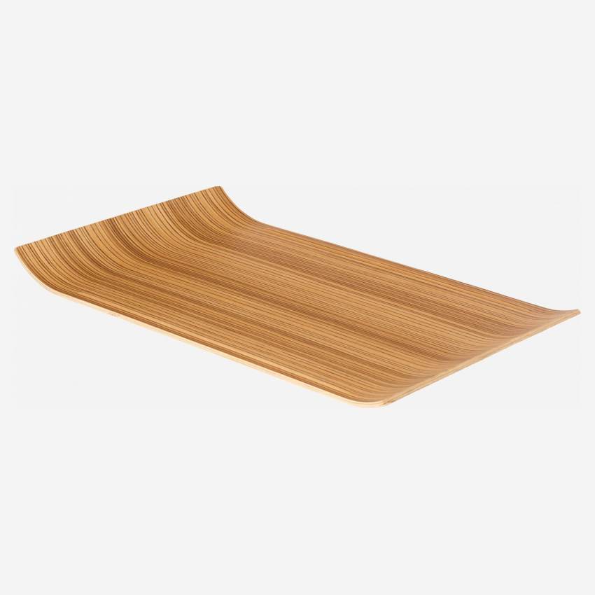 Tabuleiro de servir retangular de madeira - 45 x 27 cm - Madeira clara