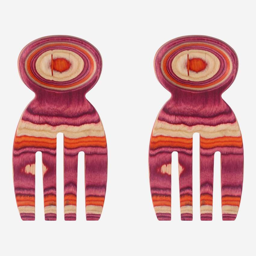 Mains à salade  en bois de pakka - Multicolore