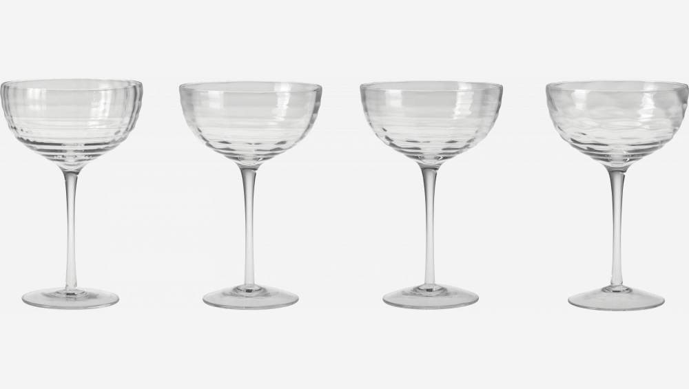 Conjunto de 4 taças de champanhe de vidro - 370 ml - Transparente