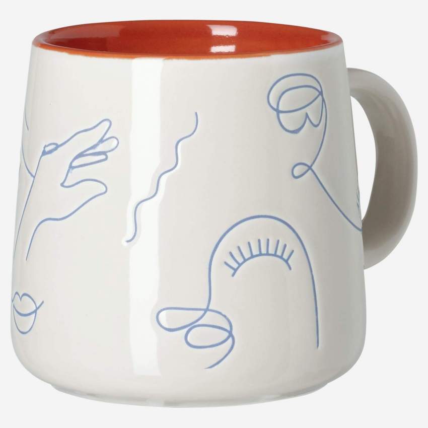 Mug en porcelaine - 330 ml - Motif visage by Floriane Jacques