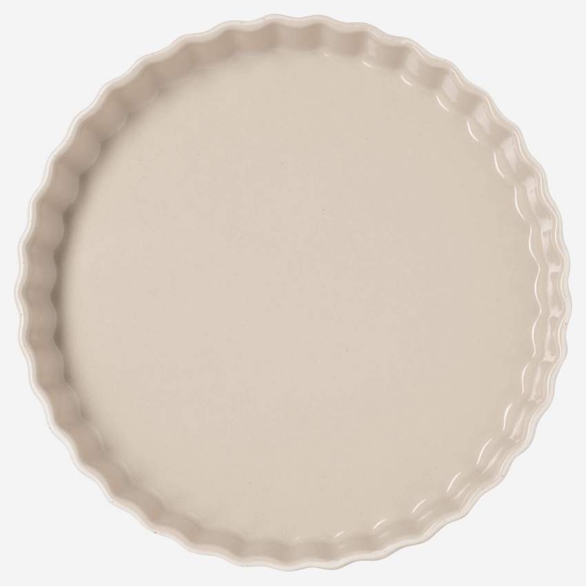 Plat à tarte en grès - 29 cm - Crème