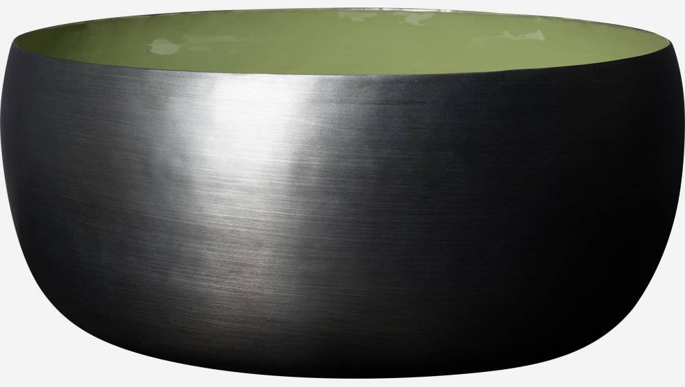 Tigela decorativa de metal - 24x23cm - Verde