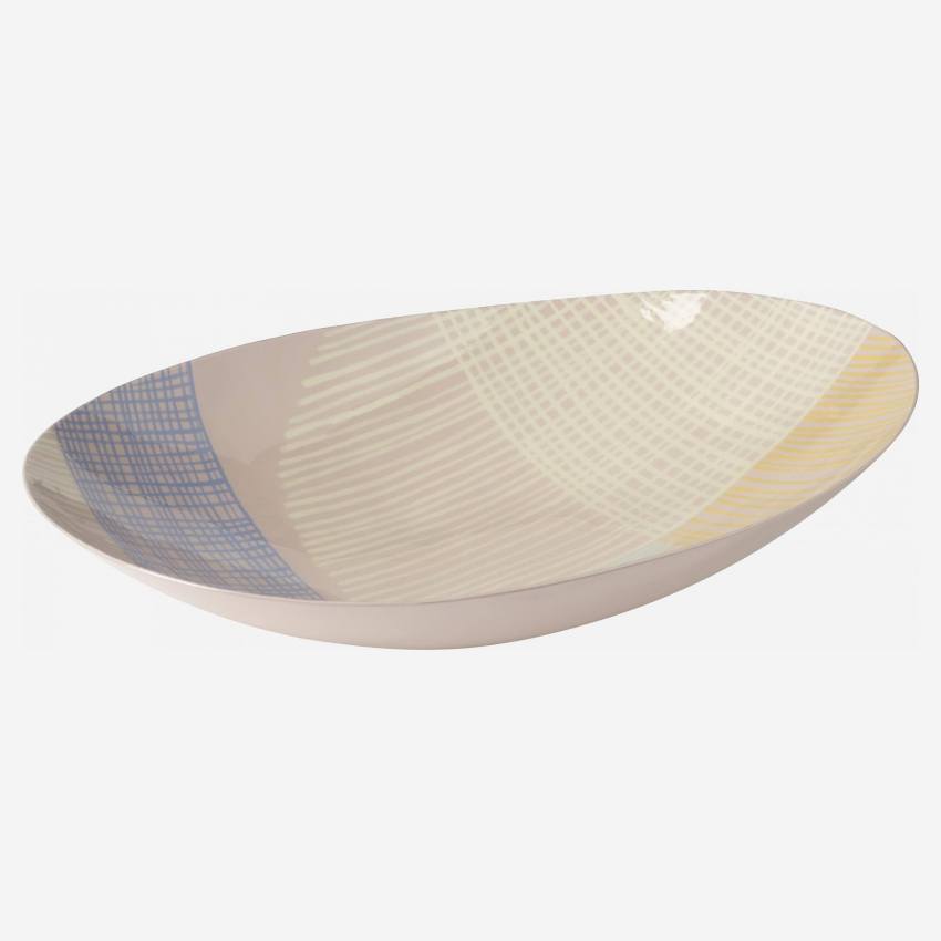 Ovales, dekoratives Tablett aus Metall -26 x 15 cm - Muster