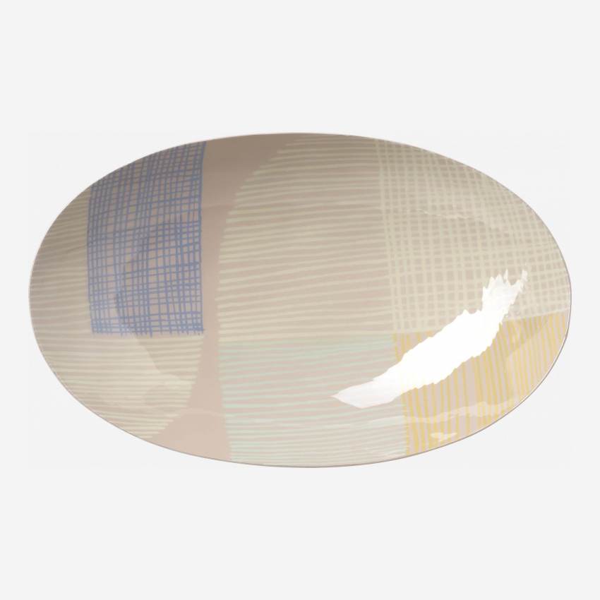 Ovales, dekoratives Tablett aus Metall -26 x 15 cm - Muster