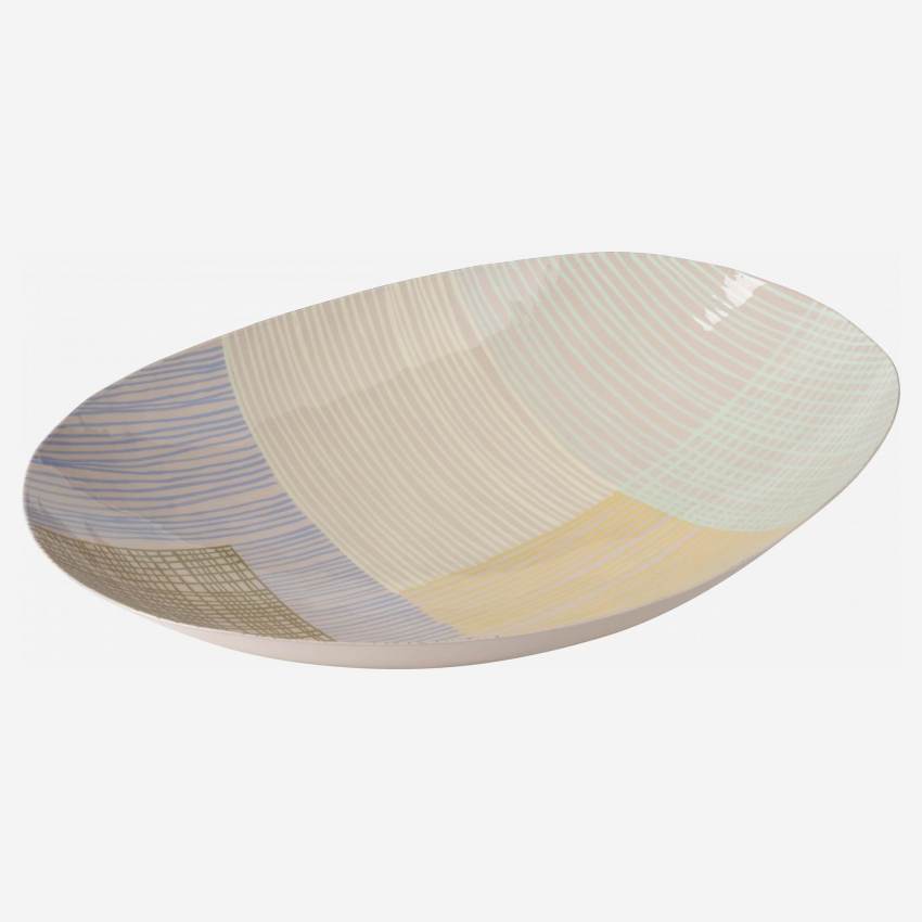 Piatto decorativo ovale in metallo - 38 x 24 cm - Fantasia