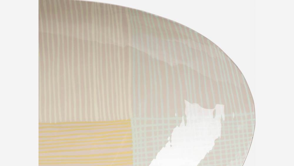 Tabuleiro decorativo oval de metal - 28x24cm - C/ padrão