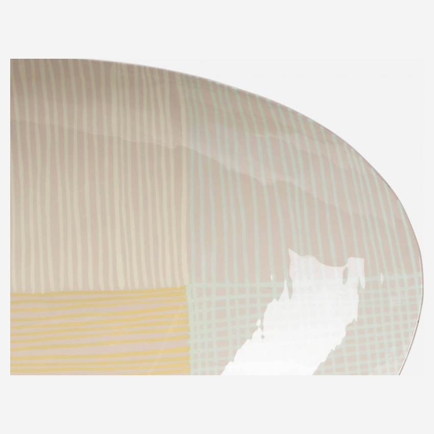 Ovales, dekoratives Tablett aus Metall -28 x 24 cm - Muster