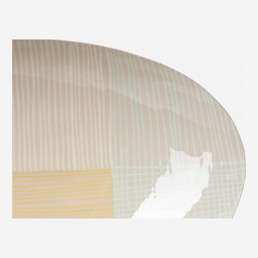 Ovales, dekoratives Tablett aus Metall -28 x 24 cm - Muster