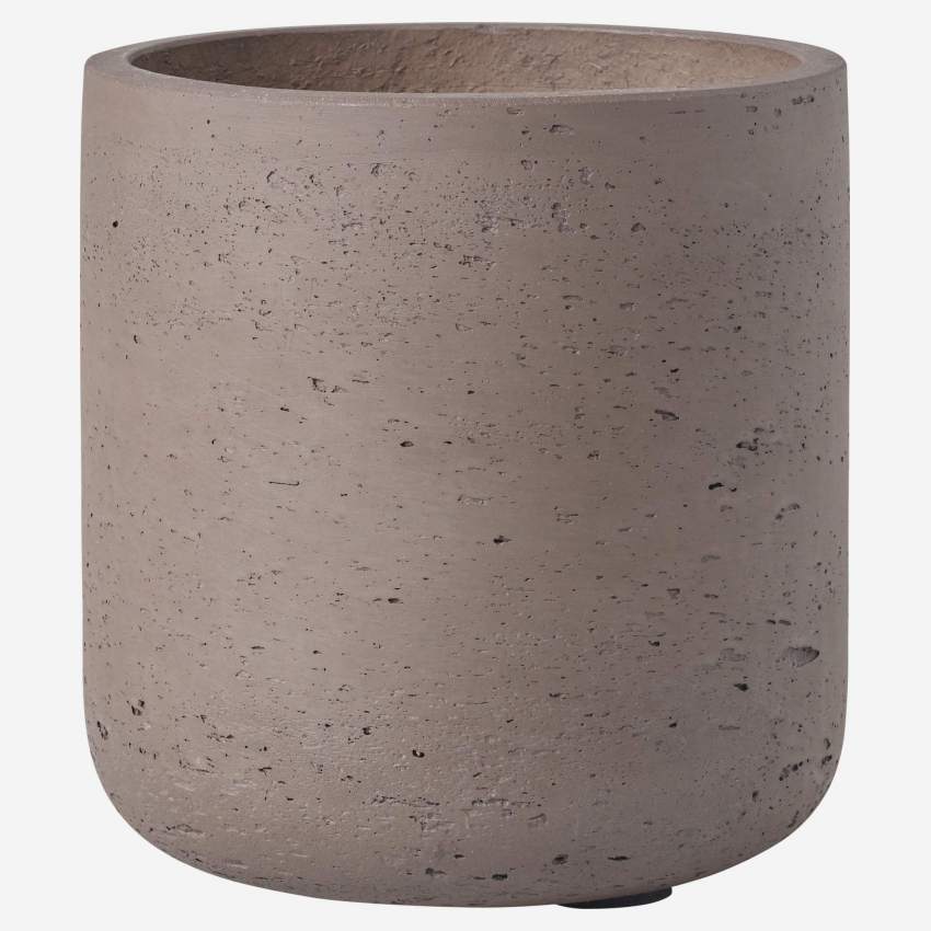 Topf aus Zement - 15 x 14,5 cm - Braun