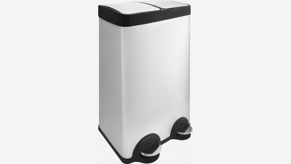 Arlopu Cubo de basura doble de 16 galones, de acero inoxidable de 60 L (2 x  30 L), cubo de basura clasificado de reciclaje con cubos interiores