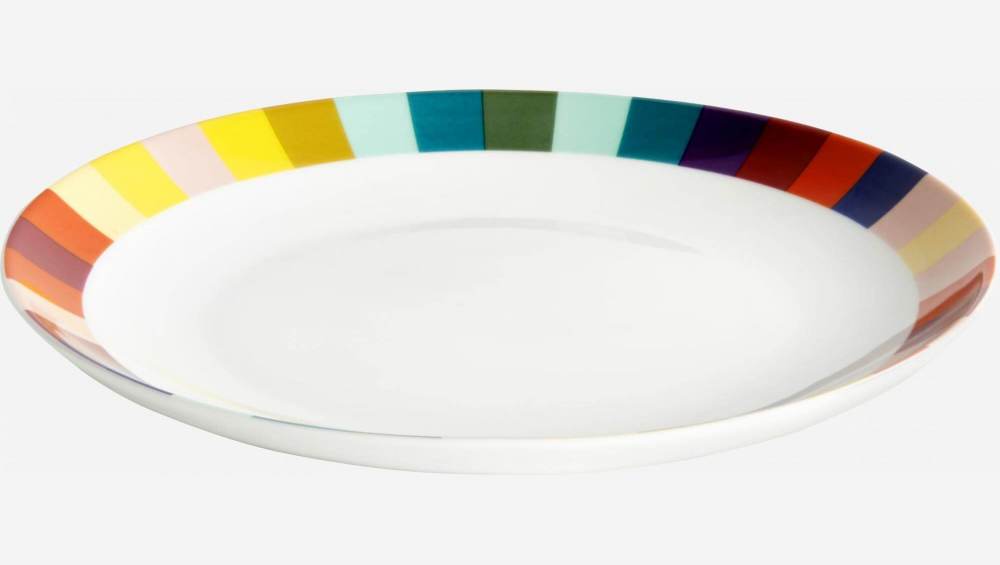 Lot de 4 assiettes à dessert en porcelaine – 20,5 cm – Multicolore