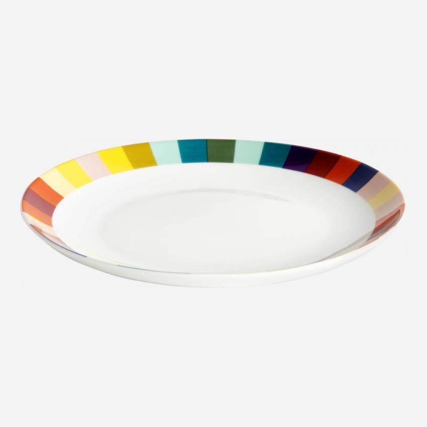 Set de 4 platos de postre de porcelana – 20,5 cm – Multicolor