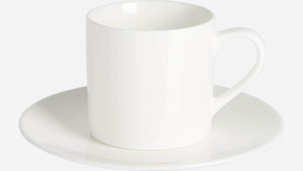 Chávena de café e pires de porcelana - Branco