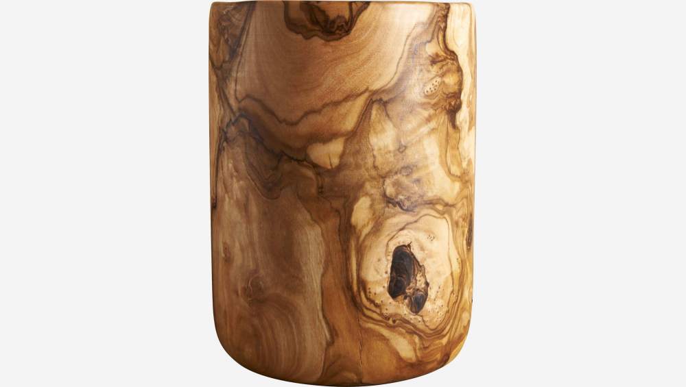 Pote porta-talheres em madeira de oliveira
