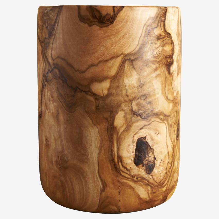 Pote porta-talheres em madeira de oliveira