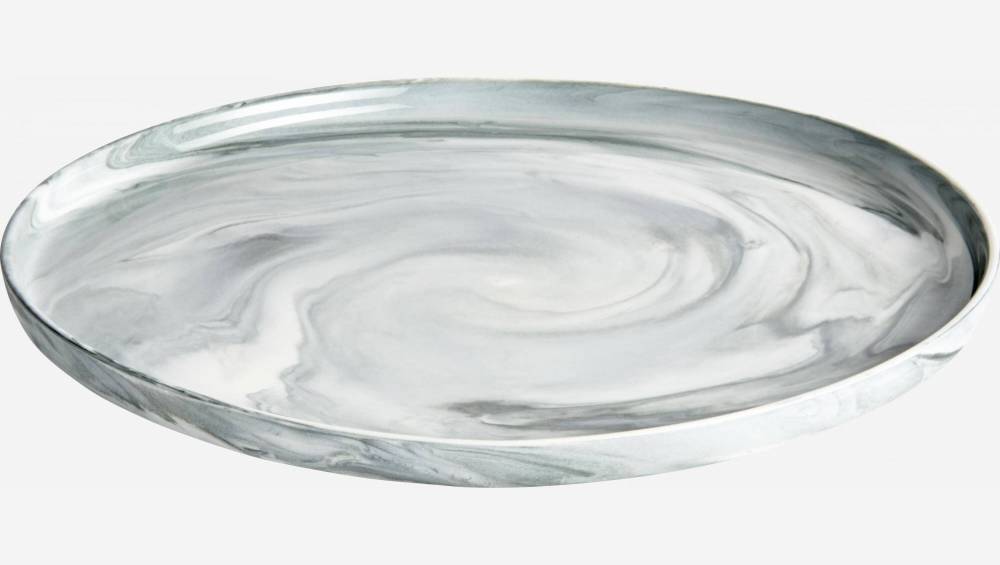 Prato raso de porcelana - 24,5 cm - Cinzento