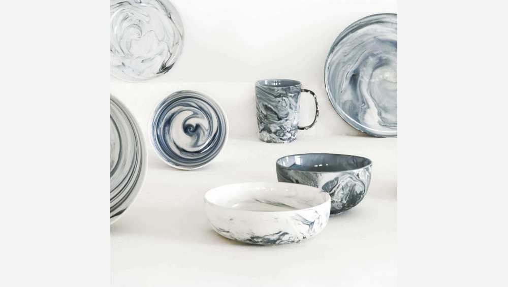 Saladeira de porcelana - 21,5 cm - Cinza